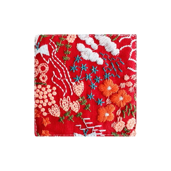 Reversible Cotton Linen Coasters With Elegant Embroidery For Home Decoration
