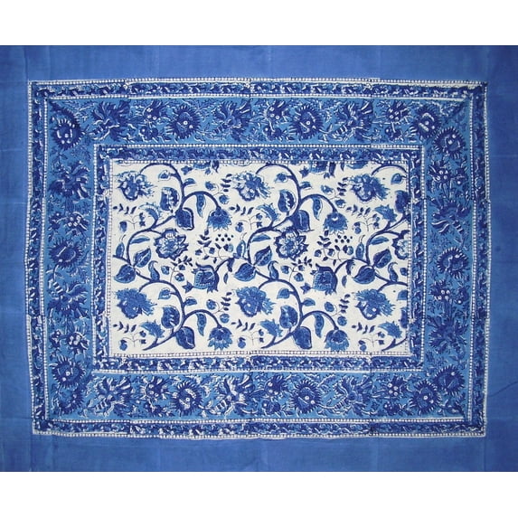 Reversible Cotton Pillow Sham Rajasthan Block Print 28" x 24" Blue
