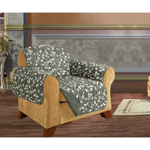 Reversible Cover Furniture Protector Anti-Slip Water Resistant 2 inch Wide Elastic Chair Size, Sage/Green