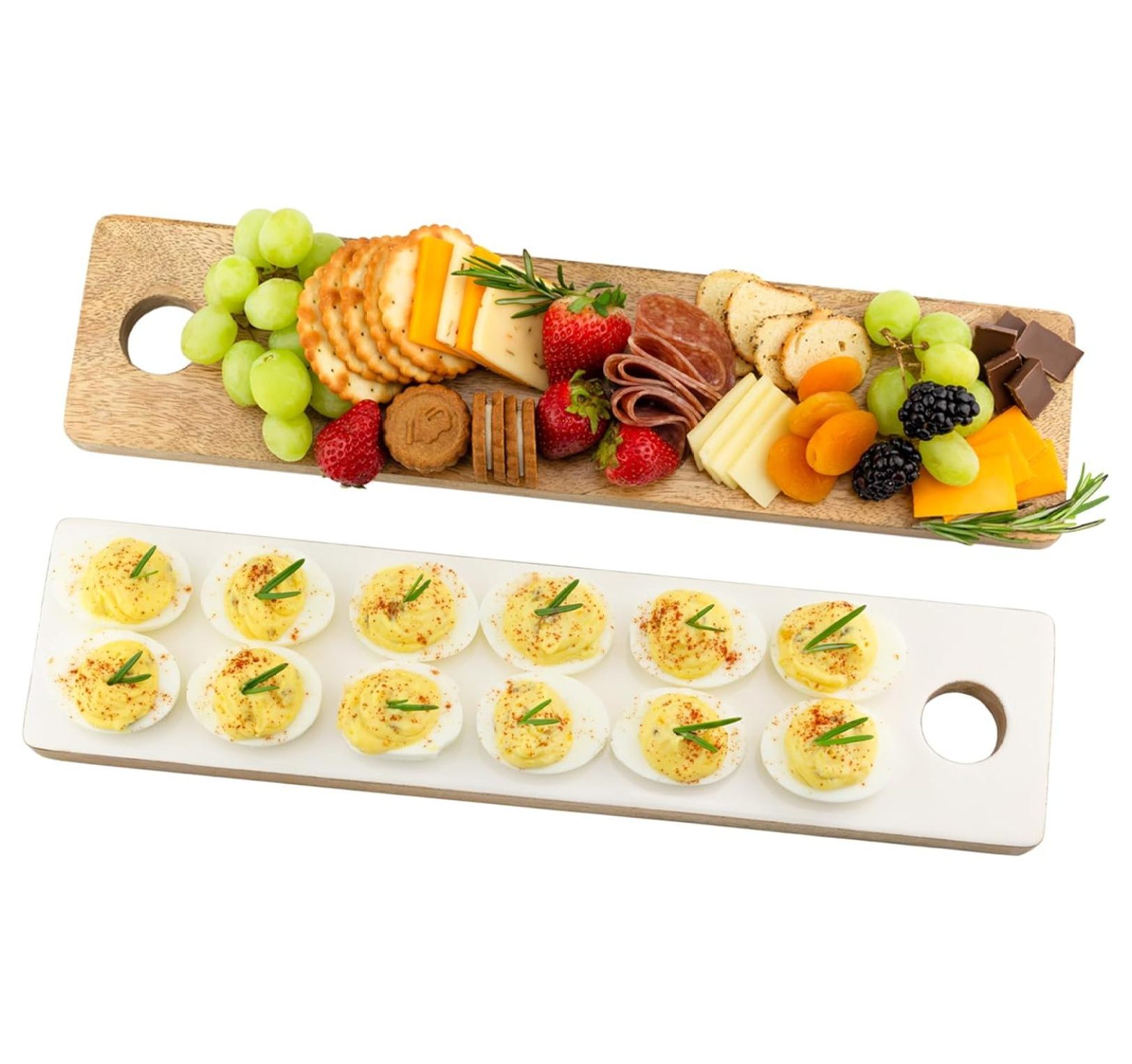 Reversible Deviled Egg Charcuterie Board, Farmhouse Enamelware Wood