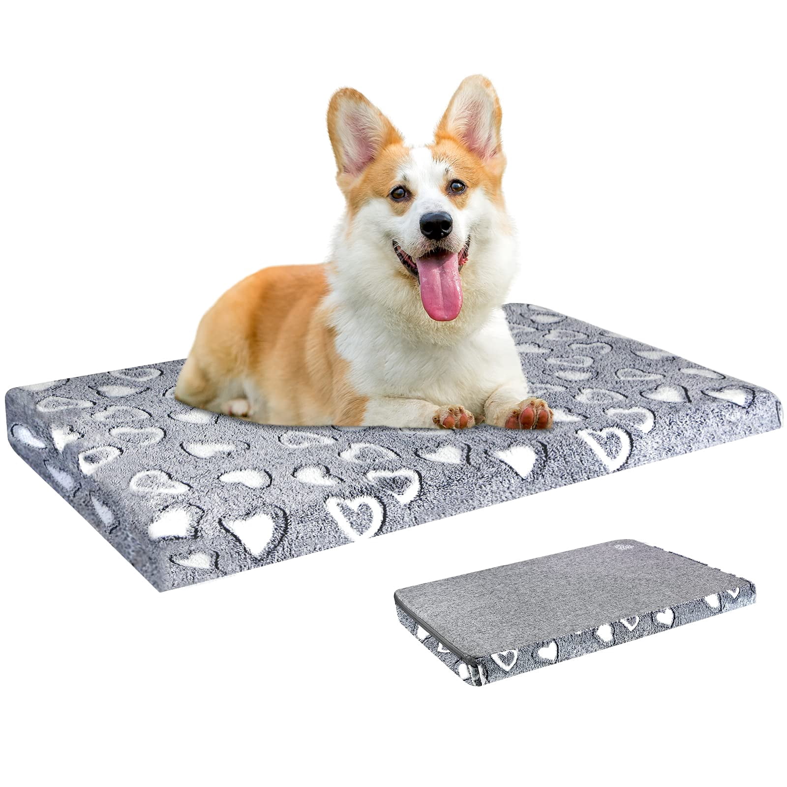 Reversible Dog Crate Mat  Stylish Bed With Waterproof Linings And Removable Washable Cover Firm Support Pad For Small To Xx-large Dogs Grey
