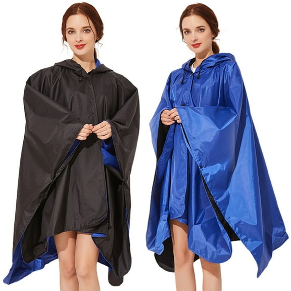 Reversible Double Layer Fashion Cape Poncho Windproof Raincoat For Outdoor All Season Wear Loose Mid Long Coat