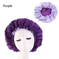 thumbnail image 1 of Reversible Double Layer Hair Styling Accessories Satin Bonnet Chemo Caps Night Sleep Hat Head Wrap Hats PURPLE, 1 of 8