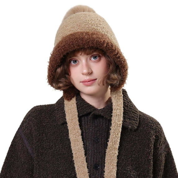 Reversible Double Layer Knit Hat With Thermal Ear For Cold Weather Outdoor Activities Womens Knit Beanie Hat Fleece Lined Winter