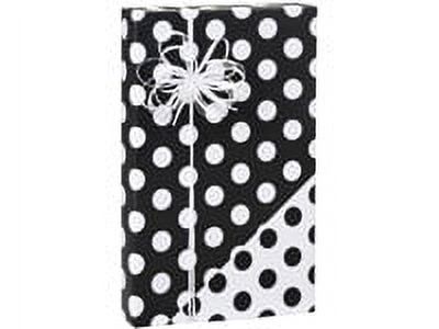 Reversible Double-Sided Black and White Polka Dot Birthday / Special Occasion Gift Wrap Wrapping Paper-16ft - image 1 of 1