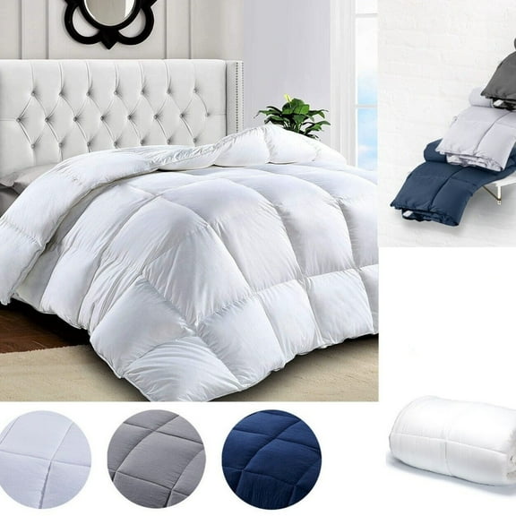 Reversible Down Alternative Comforter - All Season Ultra Soft Quilted Duvet Insert, Machine Washable