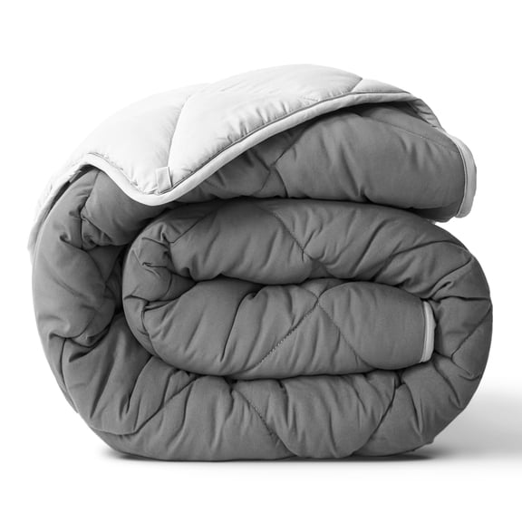Reversible Down Alternative Comforter Insert Light Gray/Dark Gray Twin / Twin XL All Season Use