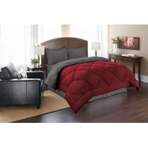 Reversible Down Alternative Comforter, Medium Weight Bedding for All Season Hypoallergenic-Twin, Red/Gray