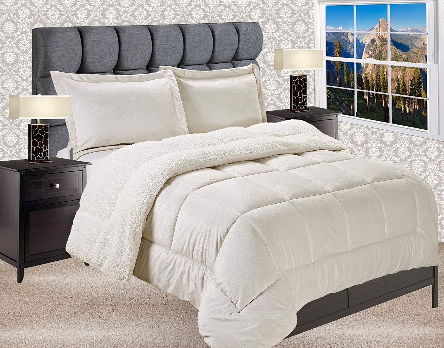 Reversible Down Alternative Micro-Suede 2-Piece Comforter Set Twin Ivory