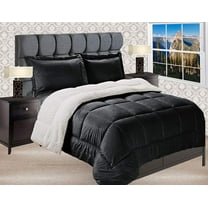 Reversible Down Alternative Micro Suede 3 Piece Comforter Set Full Black