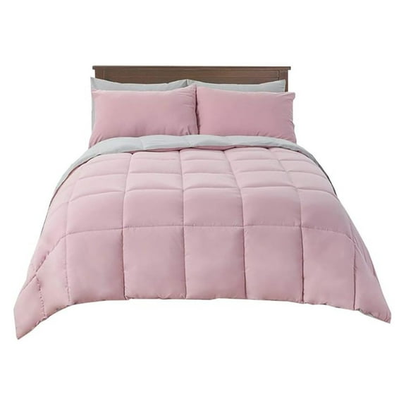 Reversible Down Comforter, Medium Warmth (49-Ounces of Fill) Oversized King Blanket, -Grey