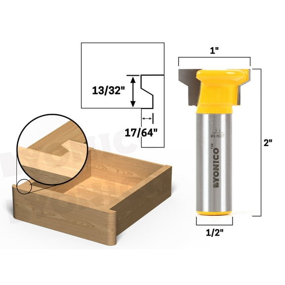 Reversible Drawer Front Joint Router Bit - 1/2" Shank - Yonico 15033