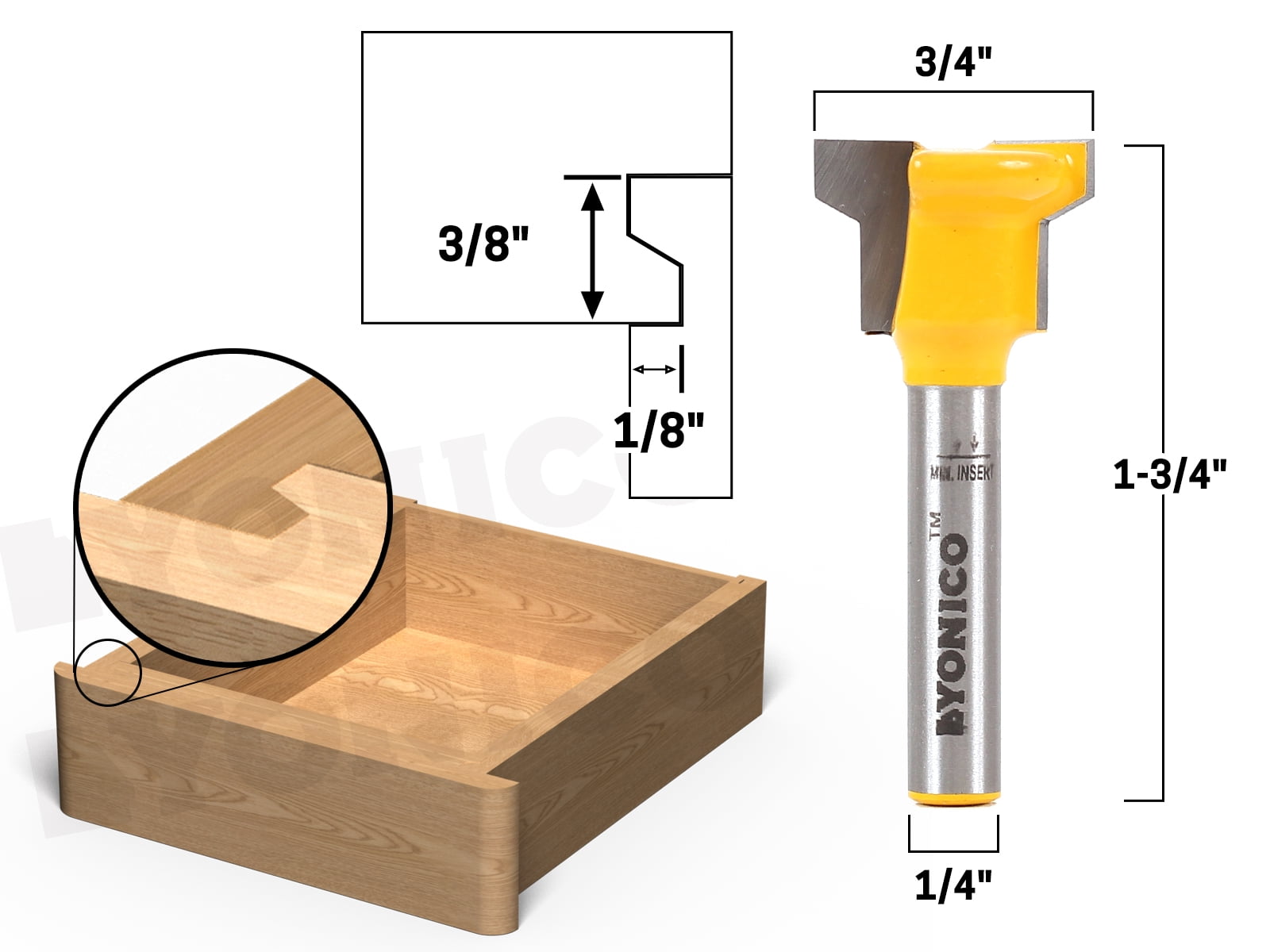 Reversible Drawer Front Joint Router Bit - 1/4