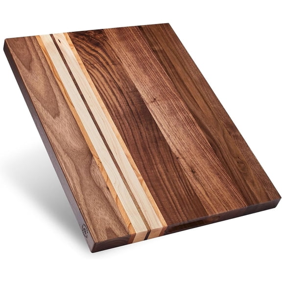 Reversible Edge Grain Cutting Board in Walnut Cherry Maple | 17 x 13 x 1.1 Inches