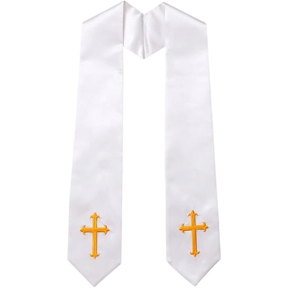 Reversible Embroidery Clergy Stole with Crossed Design Tassels for Priests Pastors Services Religious Ceremonies Reversible Clergy Stole