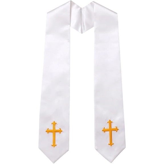 Reversible Embroidery Clergy Stole with Crossed Design Tassels for Priests Pastors Services Religious Ceremonies Reversible Clergy Stole