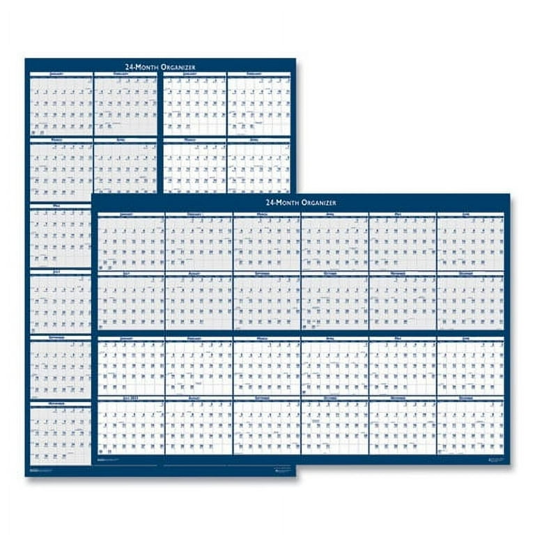 Reversible/Erasable 2 Year Wall Calendar, 24 x 37, Light Blue/Blue/White Sheets, 24-Month (Jan to Dec): 2024 to 2025 Reversible/Erasable 2 Year Wall Calendar, 24 x 37, Light Blue/Blue/White Sheets, 24-Month (Jan to Dec): 2024 to 2025