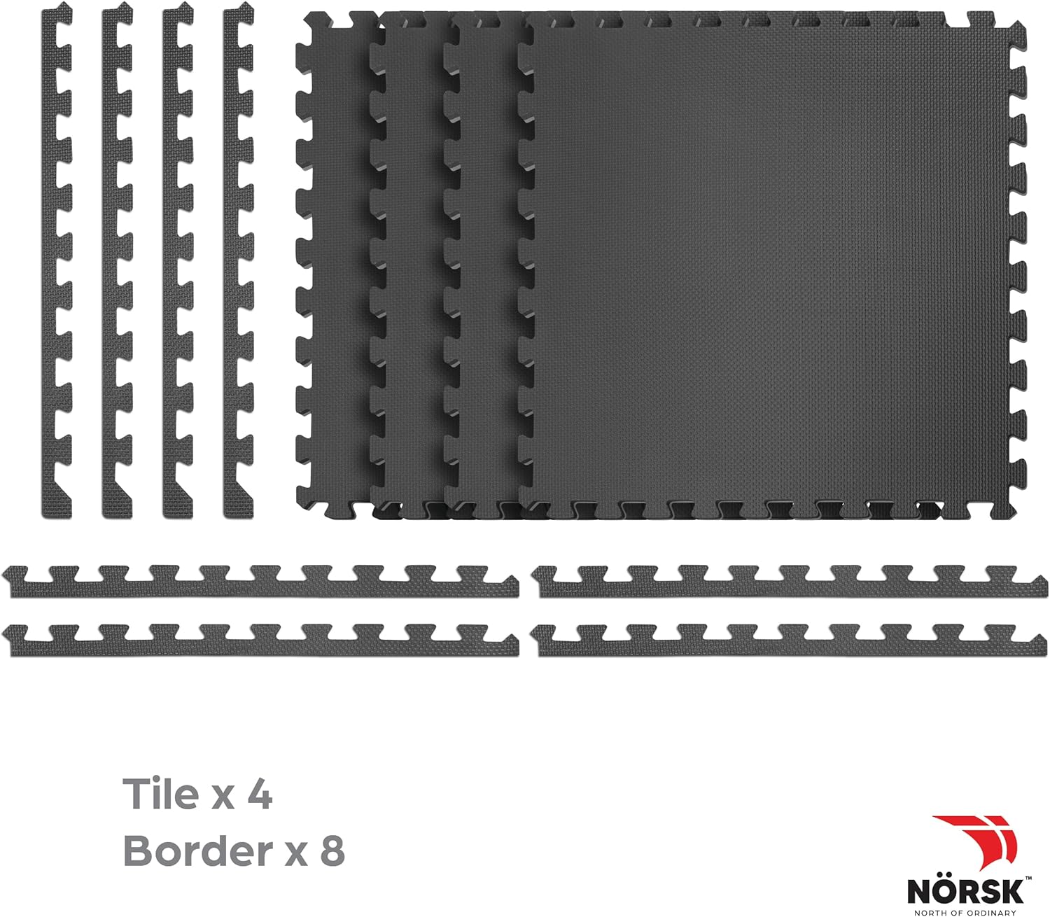 Reversible Floor Mats - Interlocking Foam Tiles (Gray/Black 24 Tiles ...