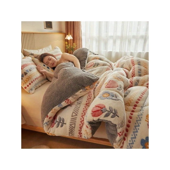 Reversible French-Boho Style Comforter Only - Medium Weight Quilted Bedspread, Soft All-Season Cozy Bedding For Bedroom, Dorm Or Hotel (Without Pillowcases)