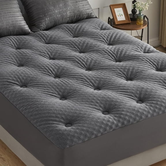 Reversible Full Size Mattress Topper Egg Crate Memory Mattress Topper, Viscose Mattress Pad Full, Noiseless Mattress Cover with Deep Pocket up to 21"(54" x 75", Grey)