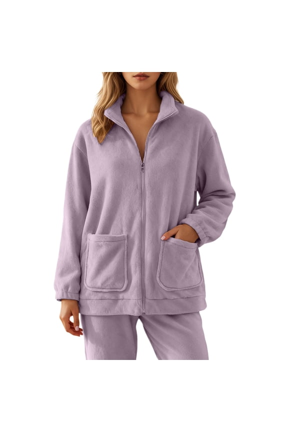 Reversible Full Zip Hooded Jacket Cozy Thermal Lined Outerwear For Winter Warm Wear With Pockets