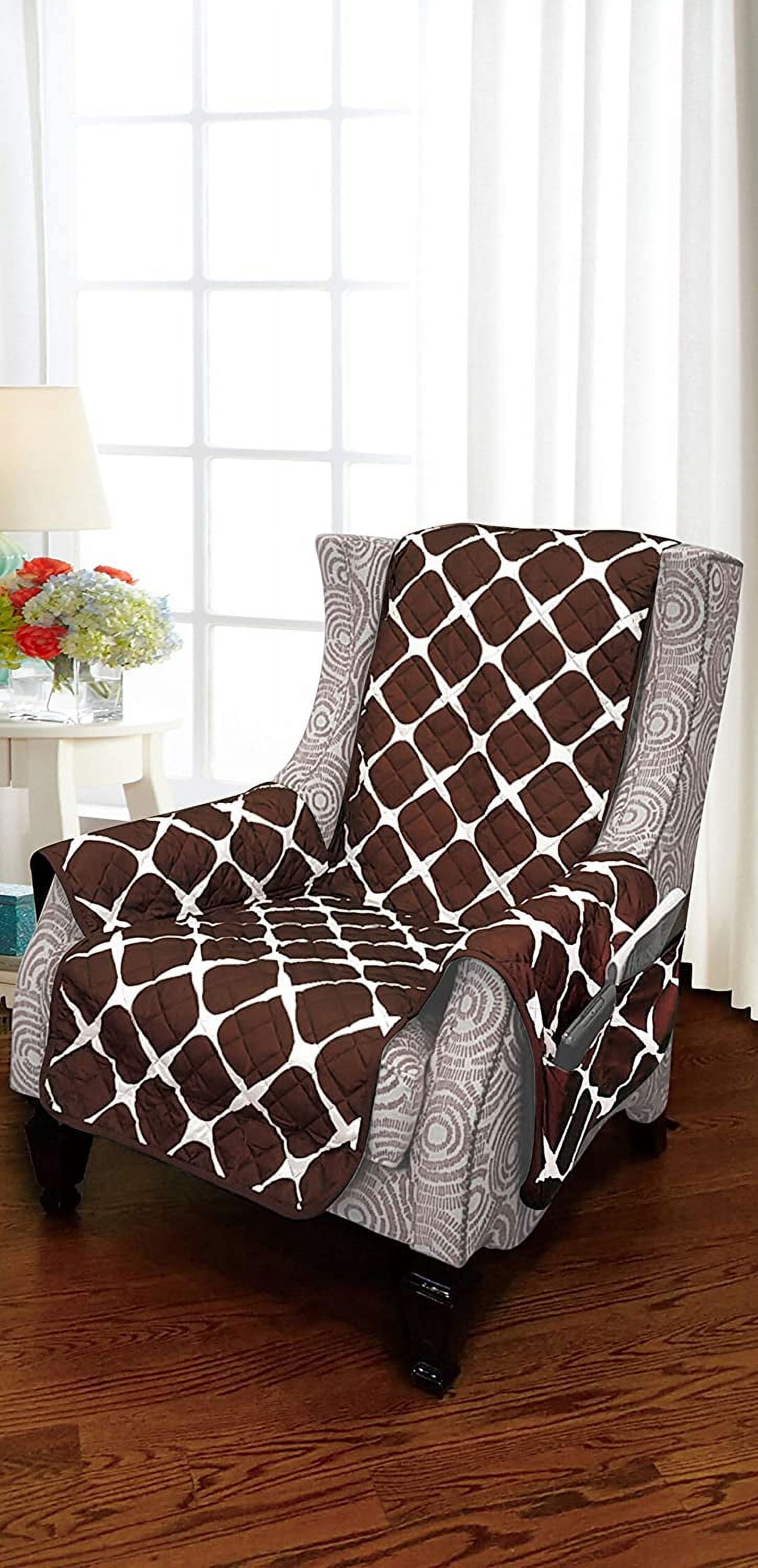 Reversible Furniture Protector For Pet Dog Children Chocolate/Cream Wing Chair