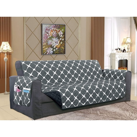 Reversible Furniture Protector For Pet Dog Children Gray/Black Sofa