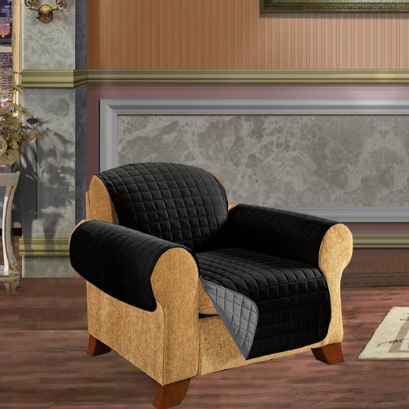 Reversible Furniture Protector Great for Pets and Children,Chair Size Black Gray
