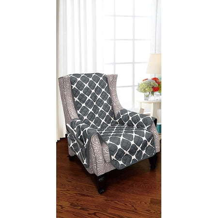 Reversible Furniture Protector for Pet Dog Children Gray/Black Wing Chair