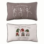 Transpac Polyester 20 in. Multicolor Christmas Reversible Gnome Bones Pillow