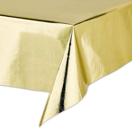 Way To Celebrate Reversible 54" x 84" Gold and Silver Foil Rectangular Table Cover
