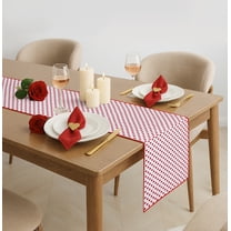 Reversible Hearts Table Runner - 14" x 72" - 100% Cotton, Red & Ivory