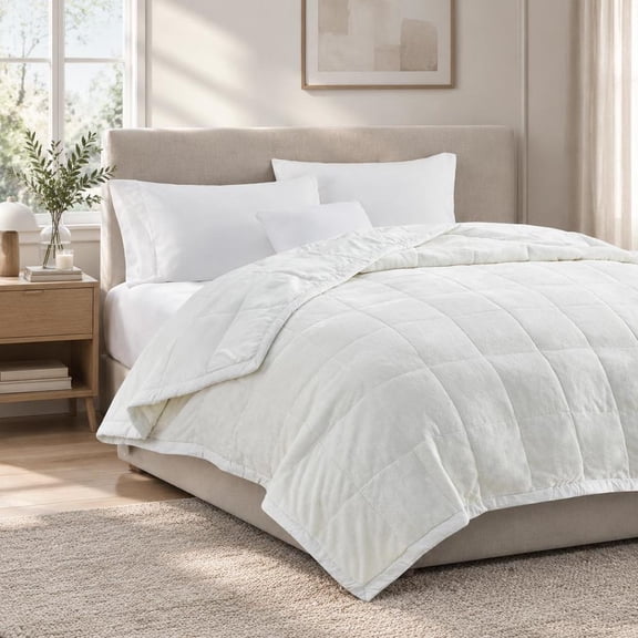 Reversible Heiq Smart Temp Down Alternative Blanket, King, Plush to Solid Microfiber, Machine Washable