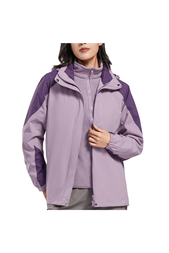 Reversible Jacket Women Fleece Lined Thick Warm Hooded Color Block Reversible Jacket For Versatile Winter Wear Fleece Jacket Women