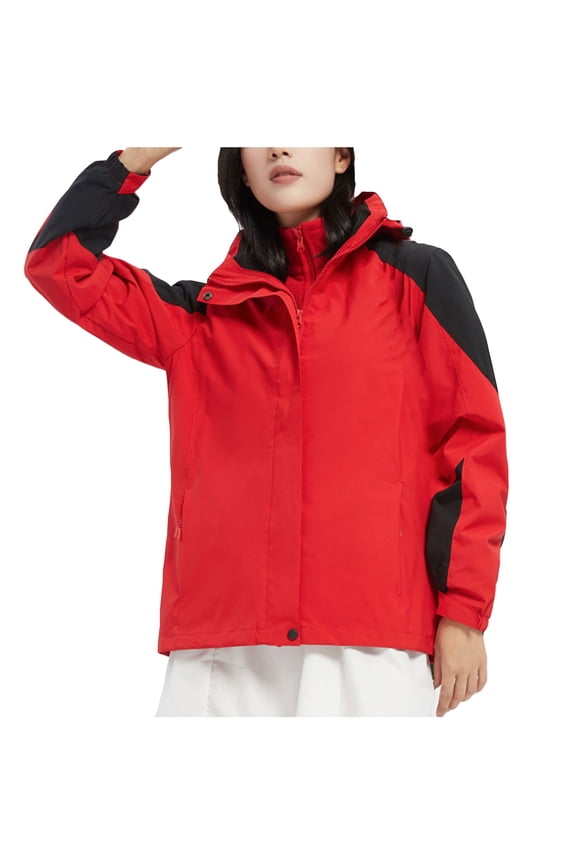 Reversible Jacket Women Fleece Lined Thick Warm Hooded Color Block Reversible Jacket For Versatile Winter Wear Fleece Jacket Women