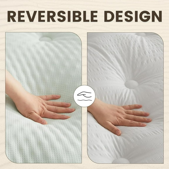 Reversible King Mattress Topper with Bamboo Viscose Fabric and Waterproof Surface
