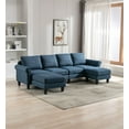 thumbnail image 1 of Reversible L-Shape Sectional Sofa Couch, Comfy Soft Chaise Sectional Sofas, Convertible Couch with Chaise and Removable Ottoman, U Shaped Sectional Couch for Living Room Apartment, Navy, 1 of 7