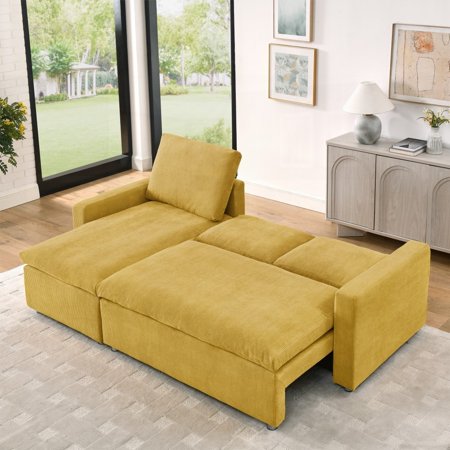 Reversible L Shaped Sleeper Sofa Bed - 90" Sectional with Chaise Storage & Washable Covers
