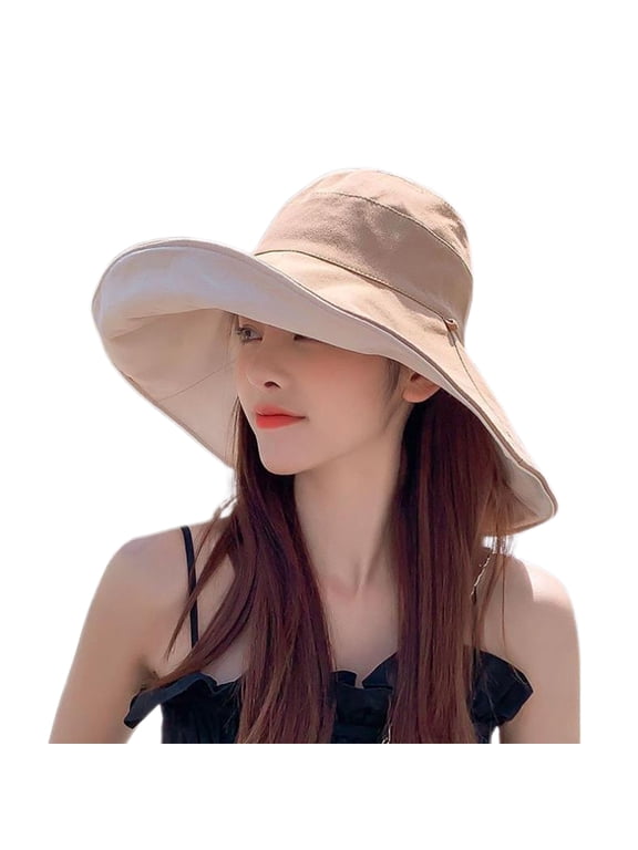 Reversible Large Bucket Hats for Woman Foldable Sunhat UV Sun Protection Wide Brim Sun Hat Summer Beach Cap Sunshade Hats for women