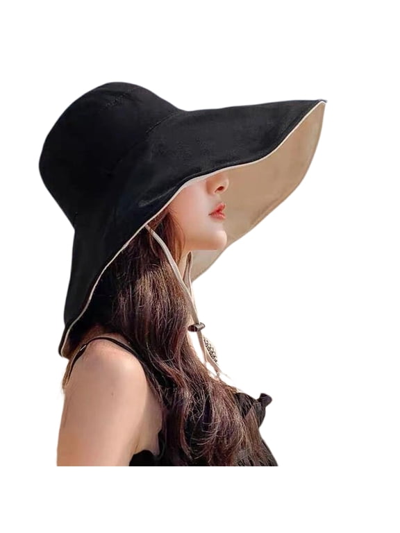Reversible Large Bucket Hats for Woman Foldable Sunhat UV Sun Protection Wide Brim Sun Hat Summer Beach Cap Sunshade Hats for women