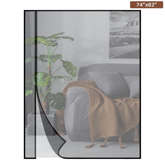Reversible Left/Right Opening Magnetic Screen Door Fits Door Size 72"x80", Screen Size 74"x82", Removable Upgraded Polyester Screen Mesh with Strong Magnets for Front/Back Patio Door, Black