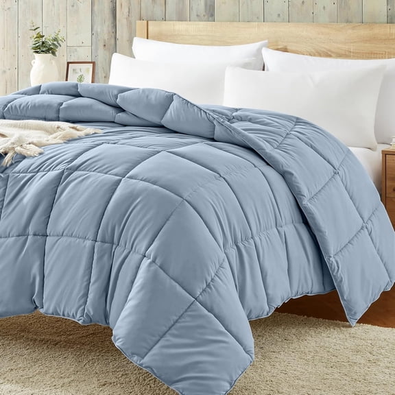 Reversible Lightweight Queen Comforter Down Alternative Blue Grey All Season Quilted Bedding