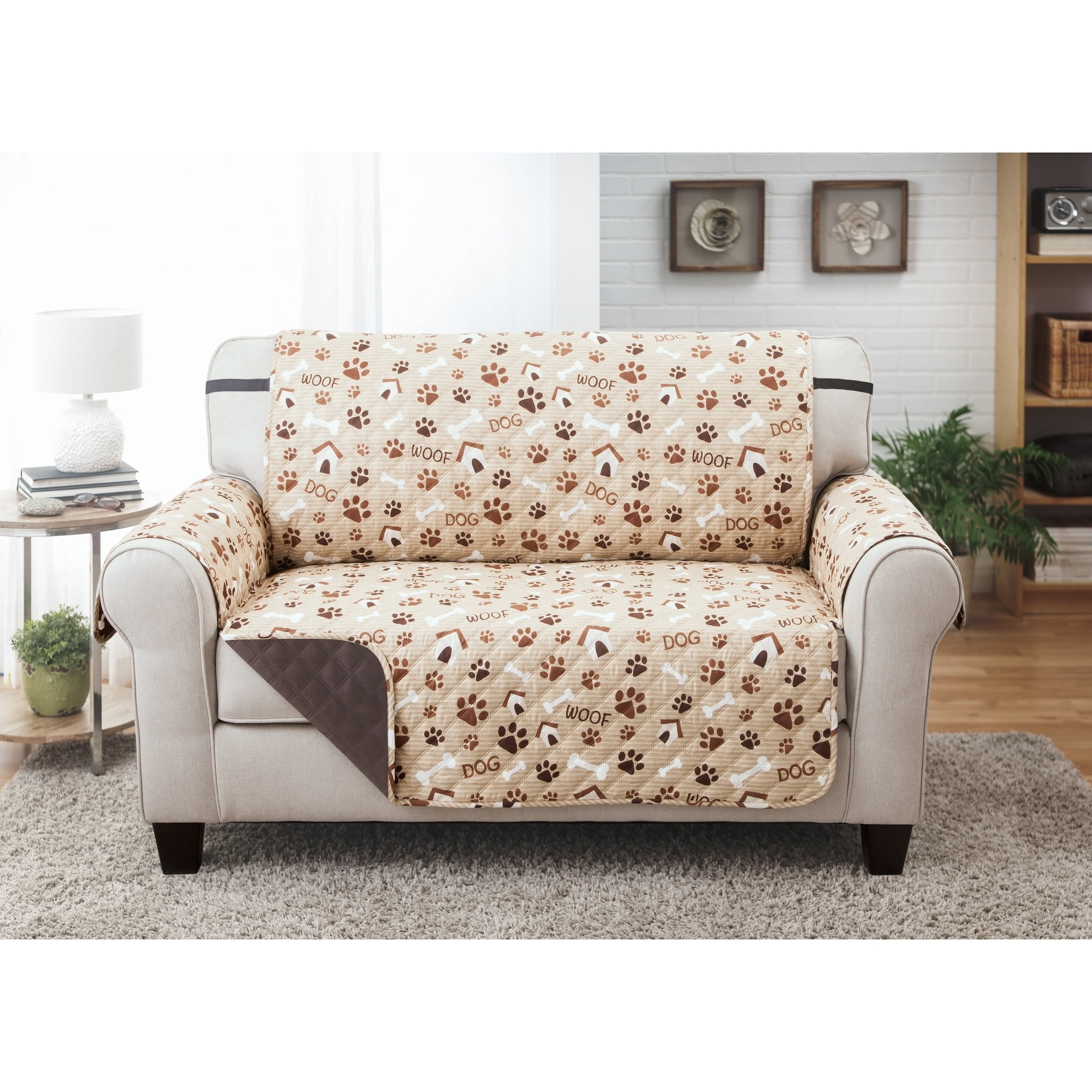 Reversible Love Seat Furniture Protector Woof Pet Print