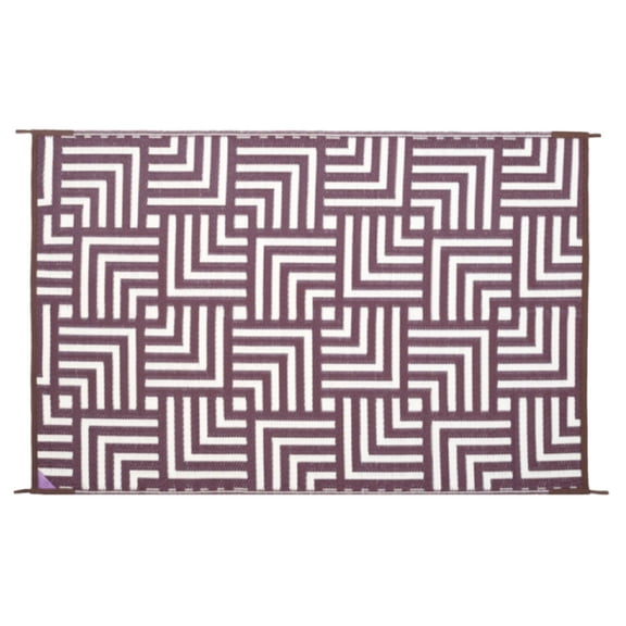 Reversible Mat 4x6 Foot Outdoor Polypropylene Pattern Patio Rug, Brown/Beige