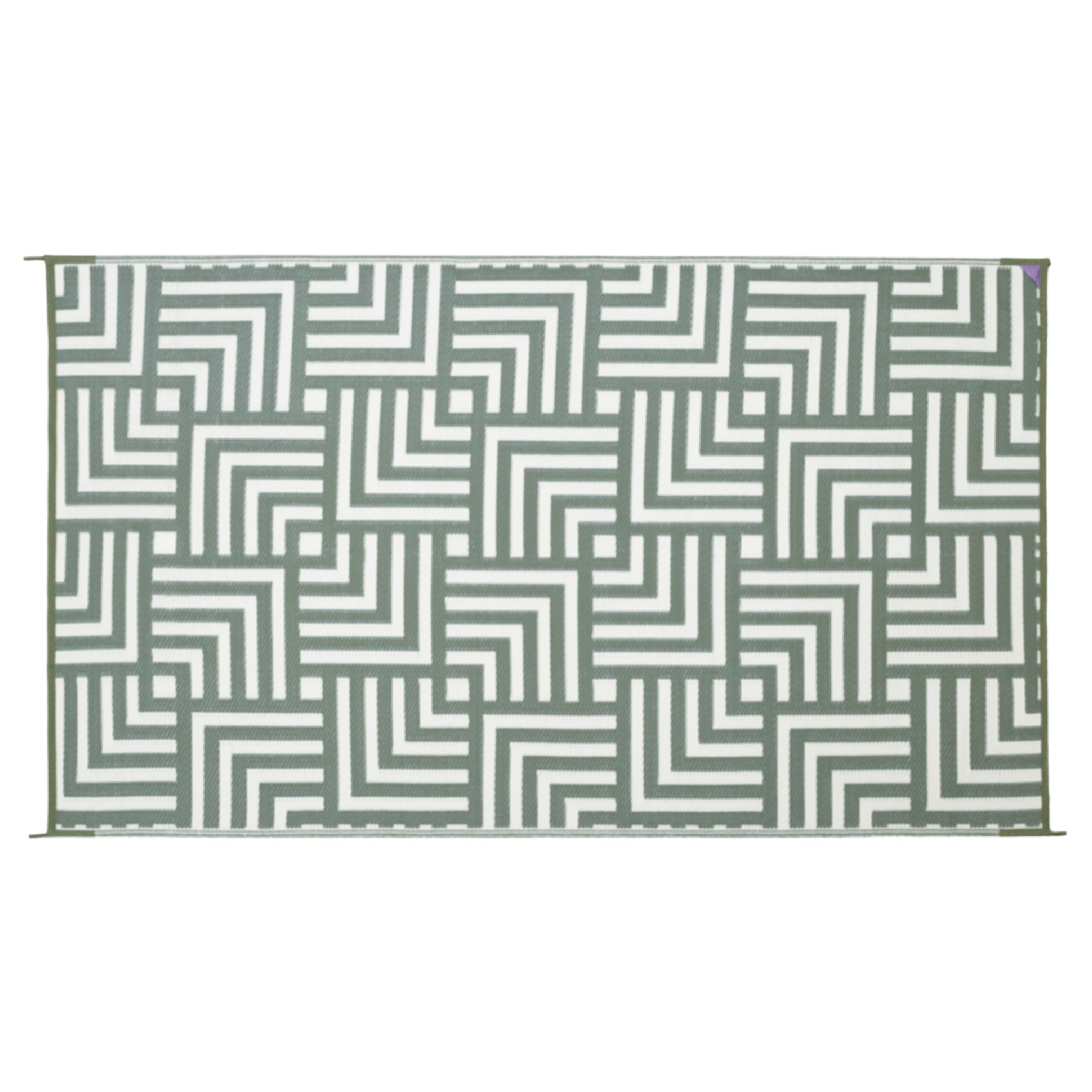 Reversible Mat 5x8 Foot Outdoor Polypropylene Pattern Patio Rug, Olive Green/Beige