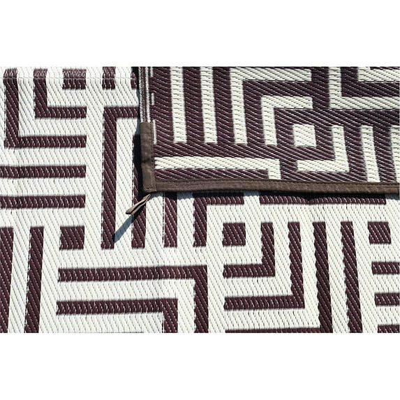 Reversible Mats 8 x 5 Foot Outdoor Polypropylene Pattern Patio Rug, Brown/Beige