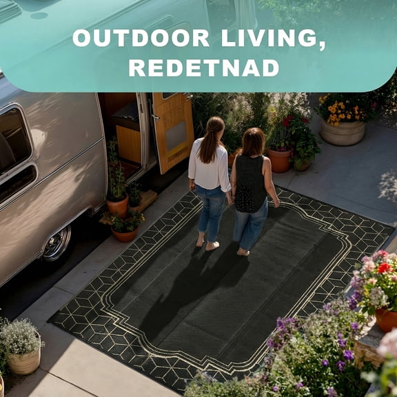 Reversible Mats, Plastic Straw Rug, Modern Area Rug, Large Floor Mat and Rug for Outdoors, RV, Patio, Backyard, Deck, Picnic, Beach, Trailer, Camping