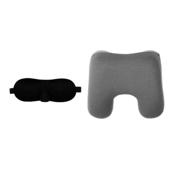 Reversible Memory Foam Travel Pillow with Arm Rest and Eye Ear Plugs Set for Comfortable Support