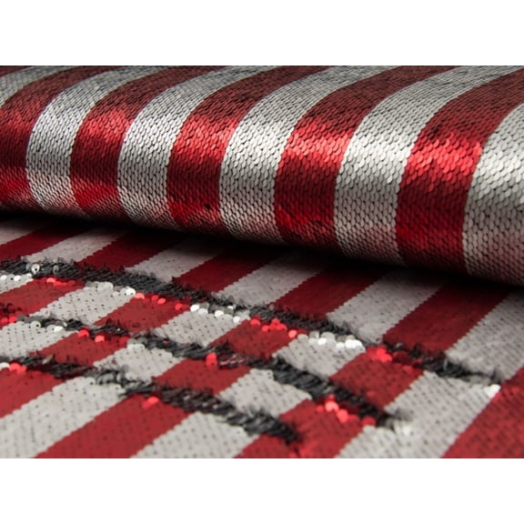 Reversible Mermaid Sequin Fabric Red & Silver - per yard