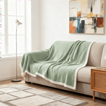 Reversible Microfiber Soft Throw Blanket for Couch,Sage Green,50"x60"
